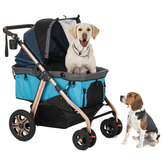 HKM-194771 Adjustable Foldable Pet Cart for Small to Large Dogs and Cats - Washable and Dismantlable Design