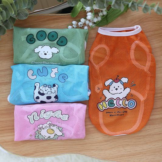 HKM-1954237 Cute Cartoon Printed Vest for Pets - Spring and Summer Collection, Multiple Sizes and Colors Available
