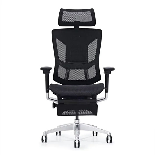 HKM-195859 Ergonomic Swivel Office Chair with Adjustable Headrest, Lumbar Support, and Footrest