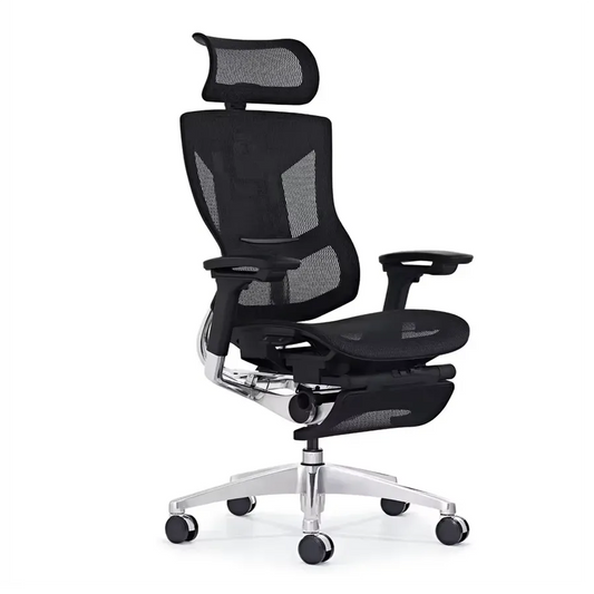 HKM-195859 Ergonomic Swivel Office Chair with Adjustable Headrest, Lumbar Support, and Footrest