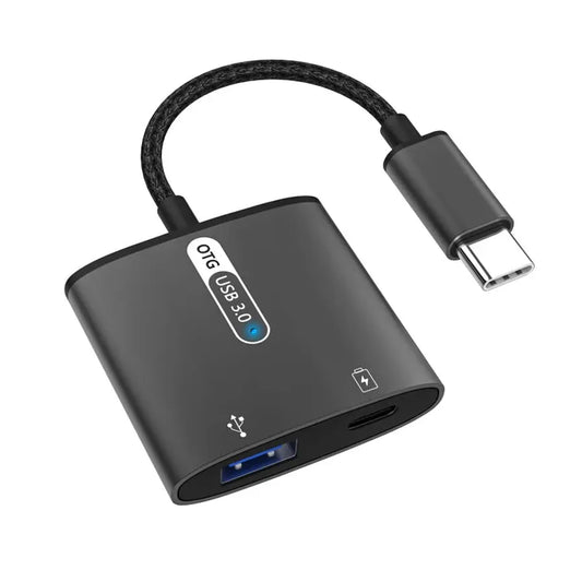 HKM-198611 2-in-1 USB Type-C OTG to USB 3.0 Adapter for Fast Charging Compatibility with Smartphones and Tablets