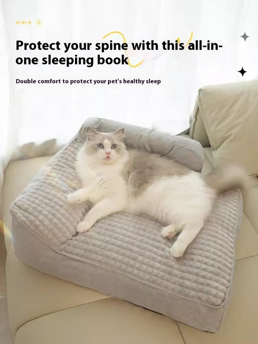 HKM-1997373 Cozy Four Seasons Removable & Washable Cat and Dog Bed with Elegant Gray Cushion