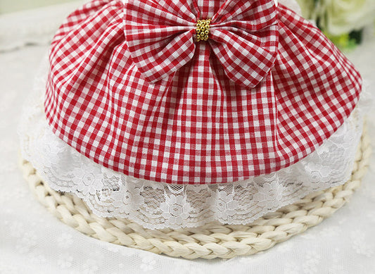 HKM-2004413 Cotton Plaid Skirt for Dogs - Available in Red, Powder, and Blue, Sizes XS to XXL