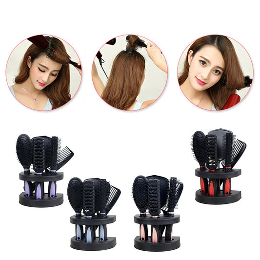 HKM-200595 5-Piece Anti-Static Hair Comb Set with Massage Features and Mirror
