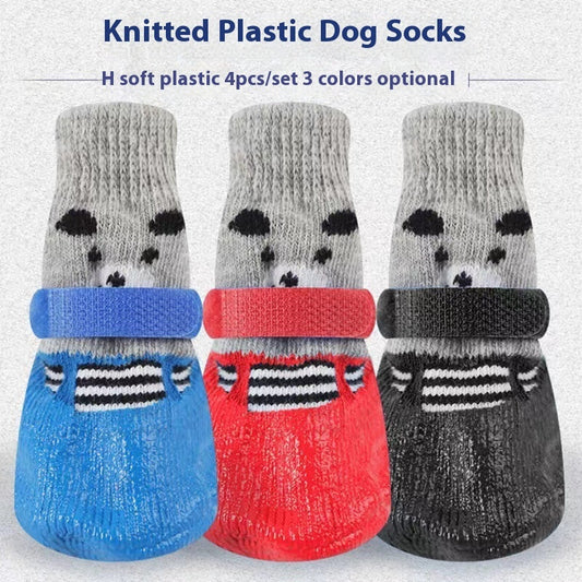HKM-2006461 Durable Water and Dirt Resistant Dog Ankle Socks - Tie-Dye Design in Black, Red, and Blue, Available in S, M, L Sizes
