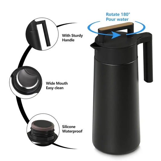 HKM-202771 Custom Stainless Steel Insulated Beverage Dispenser for Coffee, Water, and Tea with Dual-Wall Design and Handle