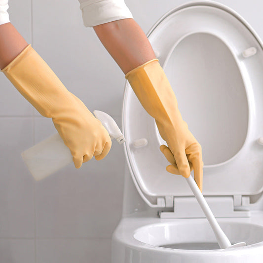 HKM-202835 Thickened Yellow PVC Dishwashing Gloves for Household Use