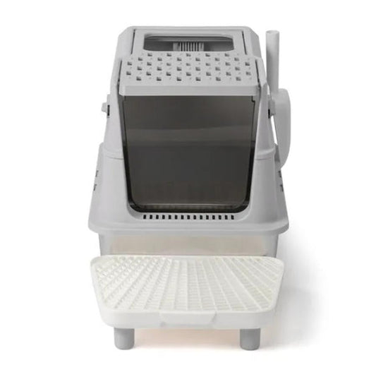 HKM-203475 Extra Large Stainless Steel Covered Cat Litter Box with Lid, Litter Scoop, and Filter Pedal for Easy Cleaning