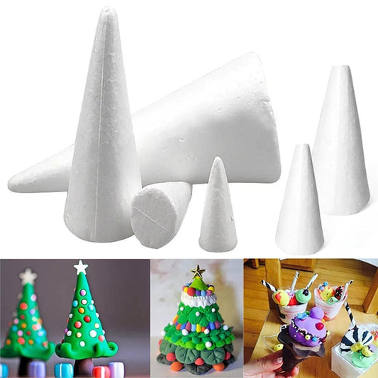 HKM-206419 Craft Foam Cones - Set of 5 Polystyrene Decorative Cones for DIY Projects and Holiday Decor