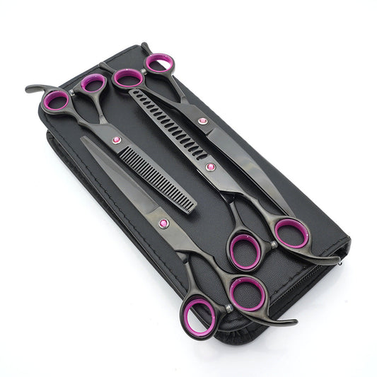 HKM-2076733 Pet Grooming Scissors Set - Portable Stainless Steel Tools for Dog Beauty Care