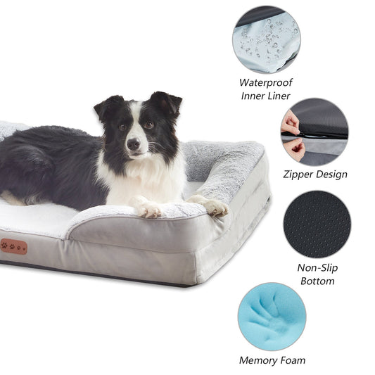 HKM-2086717 Detachable Memory Foam Pet Bed for All Seasons - Light Gray-Blue, Multiple Sizes Available