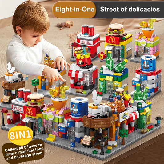 HKM-209043 8 in 1 3D Mini City Building Block Set for Kids