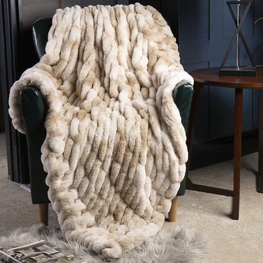 HKM-209299 Soft polyester Imitation Fur Tie-Dye Blanket in Multiple Sizes and Colors