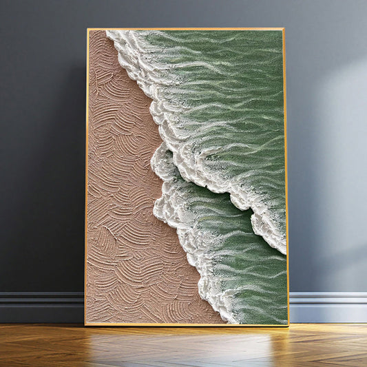 HKM-210003 Hand-Painted Ocean Waves Canvas Art for Living Room Decor - Unique Modern Texture Painting