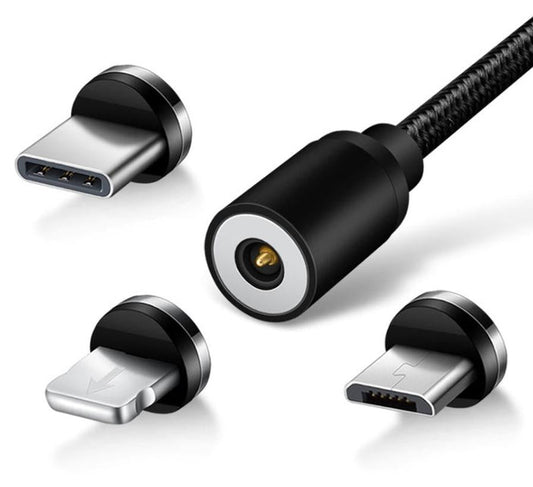 HKM-210451 Three-in-One Round Magnetic Charging Cable, 1m Length, Compatible with Apple, Android, and Type-C Devices