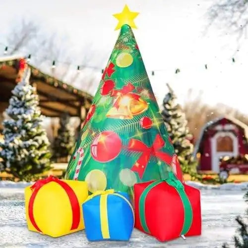 HKM-213971 7ft Inflatable Christmas Tree with LED Lights for Indoor and Outdoor Holiday Decorations