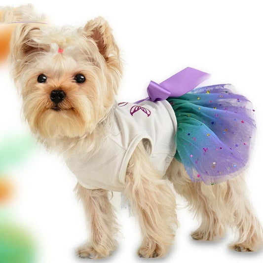 HKM-215251 Sapphire Blue Gradient Starry Sky Pet Skirt for Dogs in Various Sizes