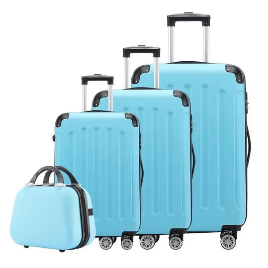 HKM-219347 4-Piece Soft Luggage Set with Carry-On Bag and Wheels for Convenient Travel