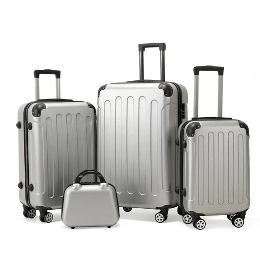 HKM-219347 4-Piece Soft Luggage Set with Carry-On Bag and Wheels for Convenient Travel