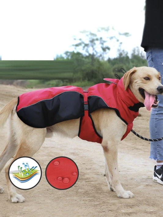 HKM-2195133 Warm Plush Diving Suit for Medium and Large Dogs - Waterproof Oxford Cloth with Fleece Lining