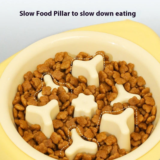 HKM-2206397 Two-in-One Slow Feeder Cat Bowl with Stainless Steel and Double Design in Multiple Colors