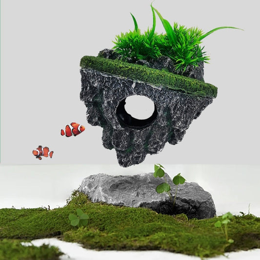 HKM-220947 Floating Resin Island Ornaments for Fish Tank Decoration
