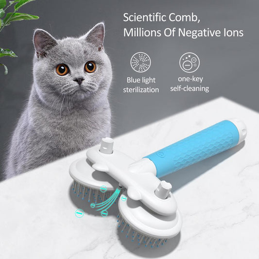 HKM-2234813 Double-Headed Negative Ion Pet Brush for Cats and Dogs with Self-Cleaning Feature