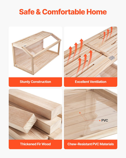 HKM-2248381 Wooden Hamster Cage Habitat with Clear Acrylic Panels for Small Animals