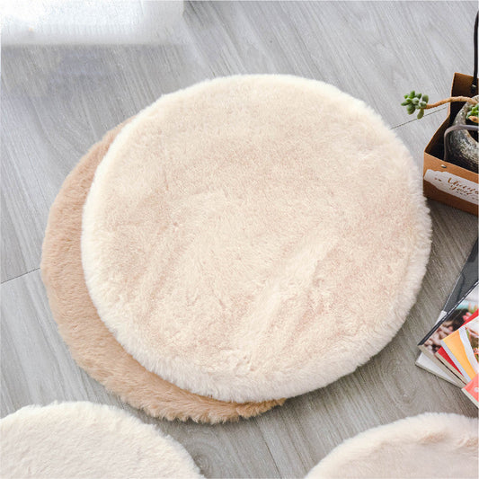 HKM-2287293 Soft Cat Litter Round Mat in White and Gray Velvet - 30CM, 40CM, 45CM Options