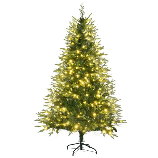 HKM-229779 6FT Pre-Lit Aspen Fir Artificial Christmas Tree with 380 Multi-Color LED Lights