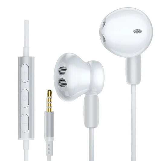 HKM-230227 Stereo Wired Earphones with Microphone for Mobile Devices - Metal Design