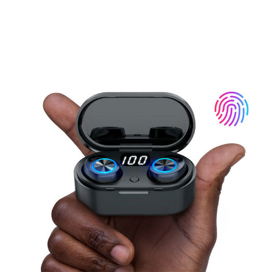 HKM-230355 Wireless Bluetooth Headset with LED Display and Touch Control, Automatic Pairing, Up to 5 Hours Playtime, Charging Case Included