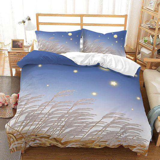 HKM-230483 Reed Dandelion Cartoon Bedding Set, Soft 90g Brushed Polyester, Available in Multiple Sizes