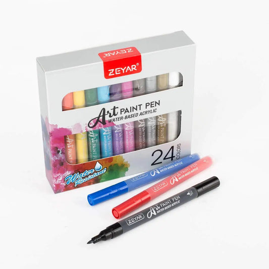 HKM-230611 Water-Resistant Acrylic Paint Markers, 64 Colours, Extra Fine Tip, Opaque Ink, Ideal for Various Surfaces