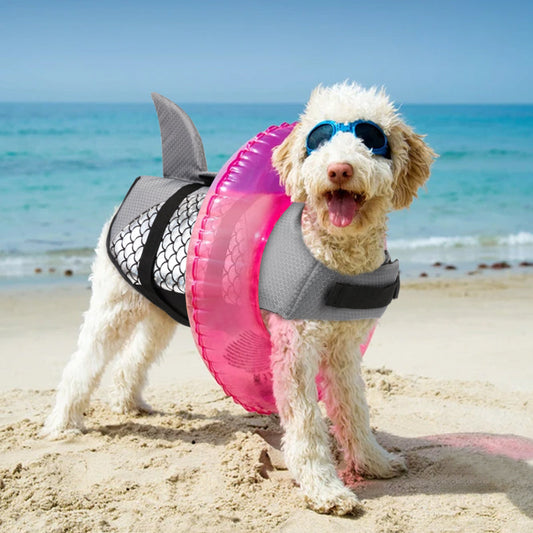 HKM-2320189 Corgi Dog Life Jacket in Camouflage Shark Design, Available in Multiple Sizes
