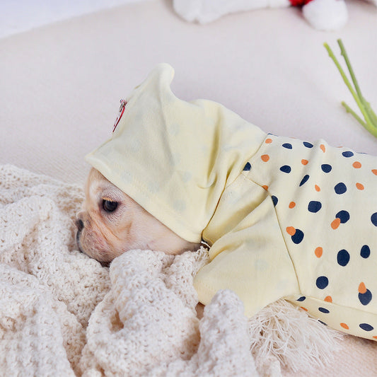 HKM-2326845 Cozy Casual Yellow Hoodie for Small Dogs - Cotton Fabric, Available in M, L, XL