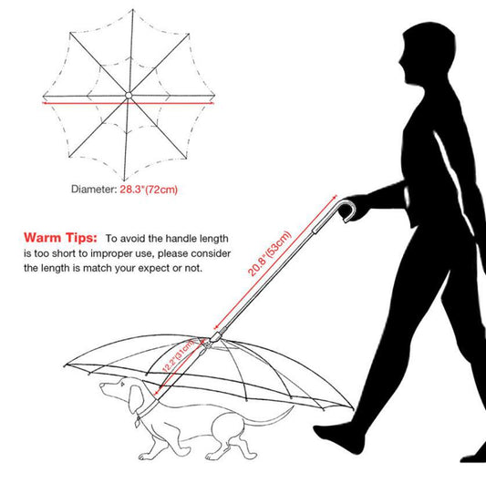 HKM-2337085 Transparent Dog Umbrella with Removable Traction Chain