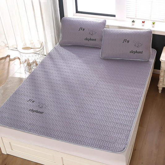 HKM-233939 Folding Ice Silk Mat Set - 3-Piece Washable Cotton Coarse Cloth Mats