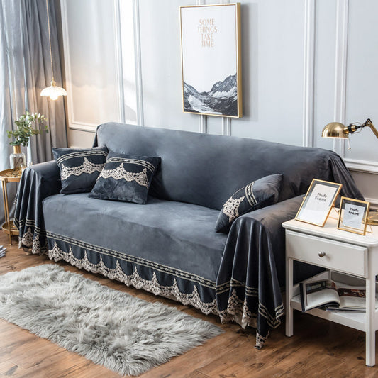 HKM-234771 Plush Sofa Cover in Various Elegant Colors, Soft Polyester Fabric, Multiple Sizes Available