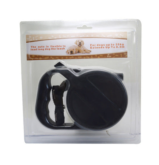 HKM-2348605 Automatic Retractable Dog Leash - 8m Nylon, Black, Durable Pet Supply