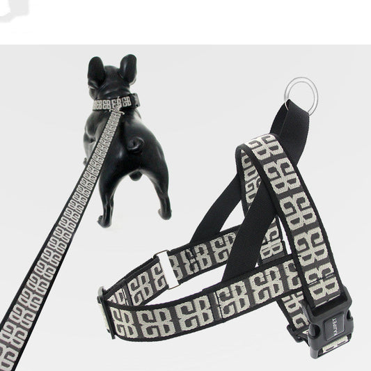 HKM-2375613 Durable Nylon Dog Rope with Collar and Chest Strap for Small to Medium Breeds