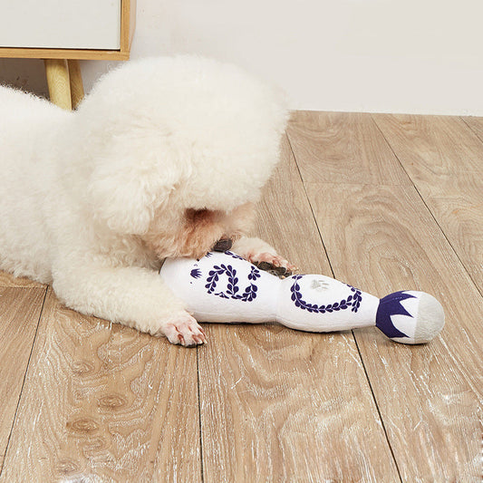 HKM-2379069 Tequila Bottle Plush Dog Toy with Squeaker - Fun and Soft for All Dog Sizes