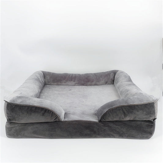 HKM-2381629 Comfortable Detachable Dog Plush Sofa Pet Bed in Gray, Dark Green, Brown, Blue, or Dark Gray - Multiple Sizes Available