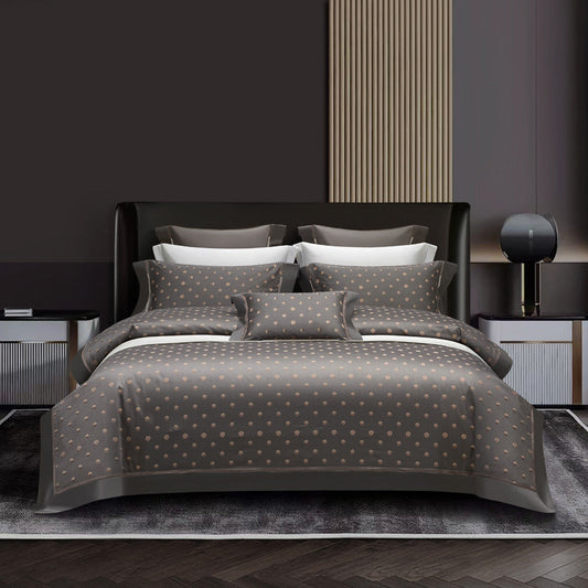 HKM-238227 Long-Staple Cotton Jacquard Four-Piece Bedding Set in Solid Colors