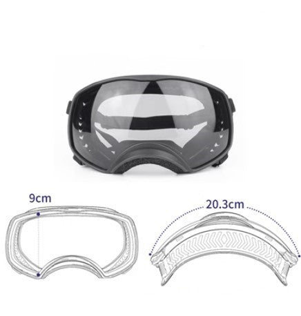 HKM-2388925 Large Dog Safety Goggles for Eye Protection against Wind, Rain, and Snow - Black and White Frames