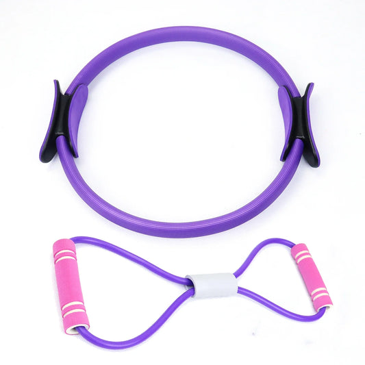 HKM-239251 8 Shape Resistance Band Set with Pilates Ring for Yoga and Fitness Training