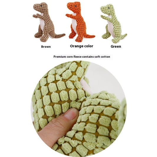 HKM-2402493 Plush Dog Sound Toy - Green, Brown, and Orange Dinosaurs for Boredom Relief