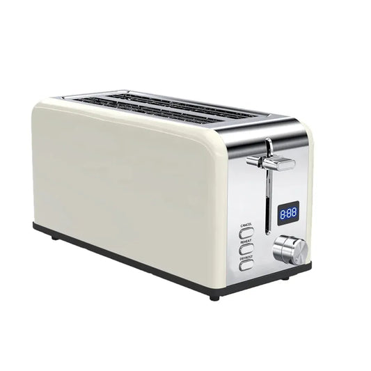 HKM-240275 4-Slice Retro Stainless Steel Toaster with LED Display for Perfectly Toasted Sandwiches