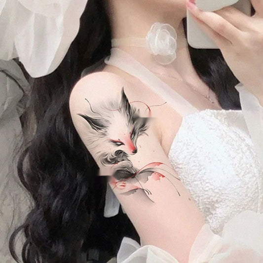 HKM-240467 Fox Color Tattoo Sticker for Lasting Scar Cover-Up – Water Transfer Design