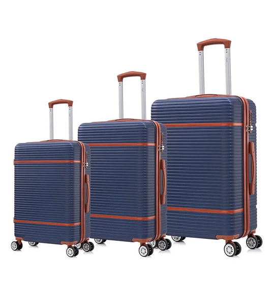 HKM-243219 Vintage Style ABS Trolley Luggage Set with Customisable Tag - 3 Pieces
